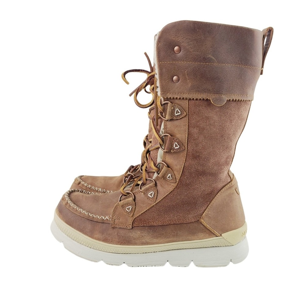 Manitobah Solid Lace-up Round Toe Winter/Outdoor/Hiking Boots Women Size 9 Brown